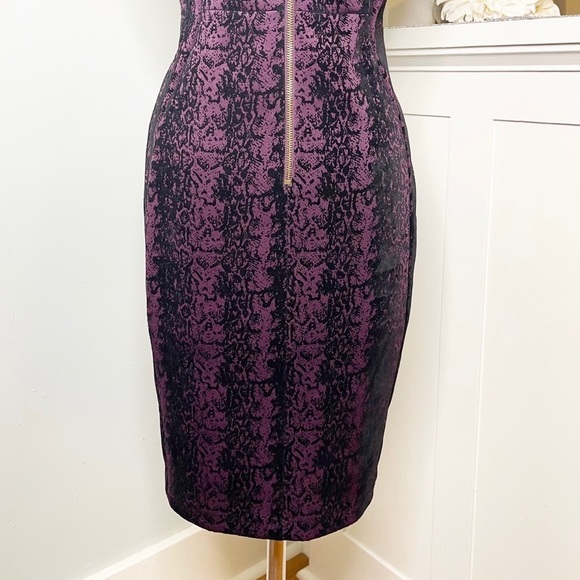 Calvin Klein Velvet Damask Flocked Sheath Dress Black Purple 8 - Picture 11 of 14